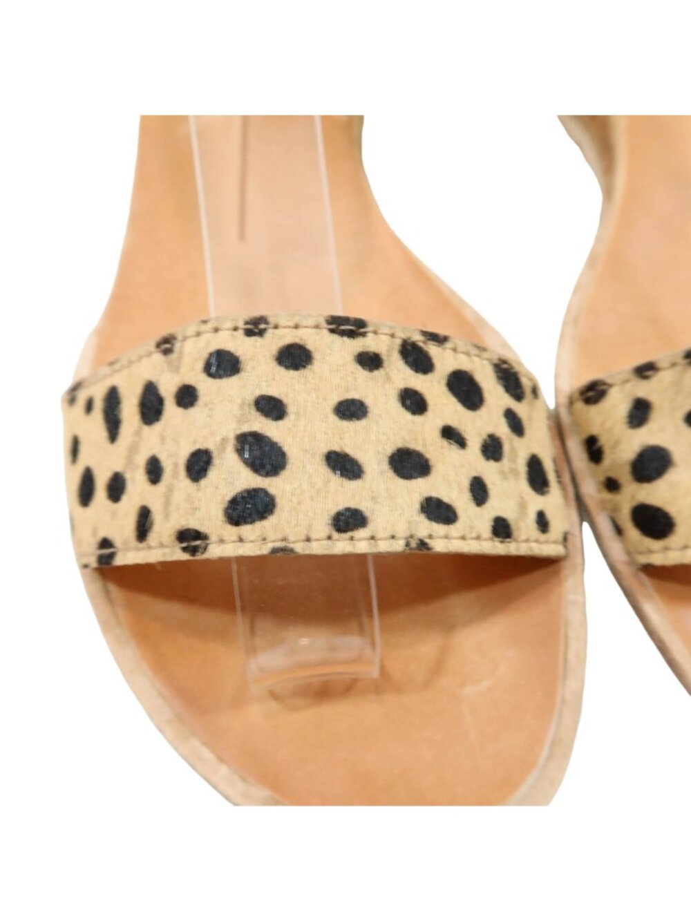 DOLCE VITA Size 6.5 M VIVIAN Neon Yellow Leopard Calf Hair Low Wedge Sandals - Picture 5 of 9